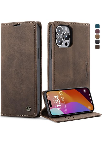 Iphone 15 Için Flip Case Pro Max Durumda Kart Yuvası Kickstand Vintage Pu Cüzdan (Yurt Dışından)