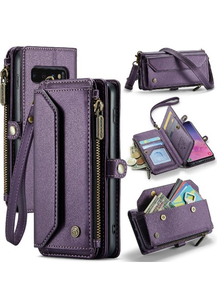 Samsung Galaxy S10 Kart Tutucu Fermuar Faturaları Yuvası Cüzdan Için Crossbody Durumda (Yurt Dışından)
