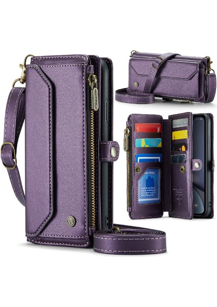 Iphone Xr Için Crossbody Durumda Kart Tutucu Fermuar Faturaları Yuvası Cüzdan Kılıf Için (Yurt Dışından)