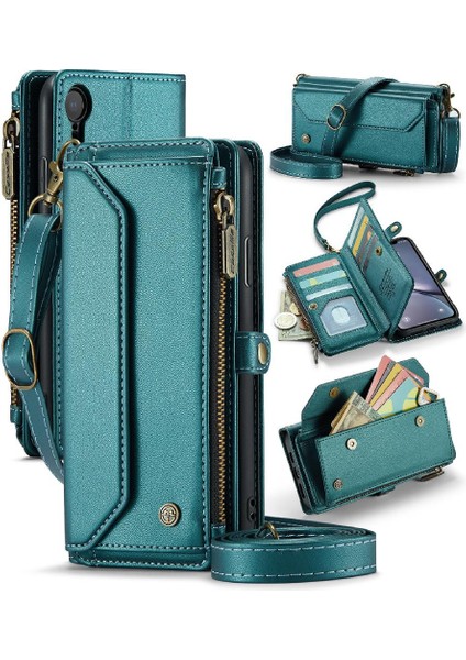 Iphone Xr Için Crossbody Durumda Kart Tutucu Fermuar Faturaları Yuvası Cüzdan Kılıf Için (Yurt Dışından)