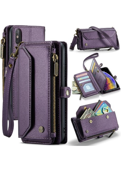 Iphone Xs Max Kart Tutucu Için Crossbody Durumda Rfid Engelleme Cüzdan Kılıf Için (Yurt Dışından)