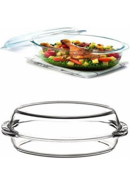 59072 Oval Borcam Kapaklı Tencere 2850 cc.
