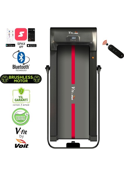 V-Fıt By Voıt Runmate Koşu Bandı - Bluetooth- 12km Hız - Hoparlör - Uzaktan Kumanda - Akıllı Uygulama Destekli