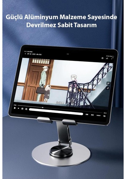 Açı ve Yükseklik Ayarlı Ultra Güçlü Telefon ve Tablet Tutucu Stand, Kaydırmaz Dönebilen Stand