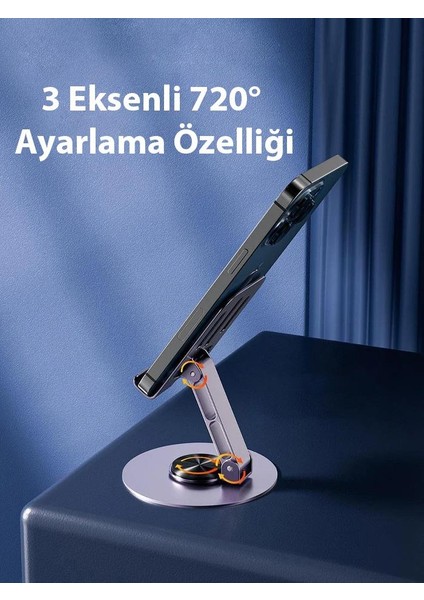 Açı ve Yükseklik Ayarlı Ultra Güçlü Telefon ve Tablet Tutucu Stand, Kaydırmaz Dönebilen Stand