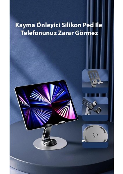 Açı ve Yükseklik Ayarlı Ultra Güçlü Telefon ve Tablet Tutucu Stand, Kaydırmaz Dönebilen Stand