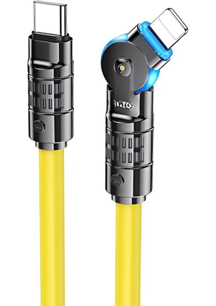 Süper Hızlı Ucu Dönebilen 1.2mt 20W Type-C To iPhone Lightning Şarj Data Kablosu, Ultra Sağlam Kablo