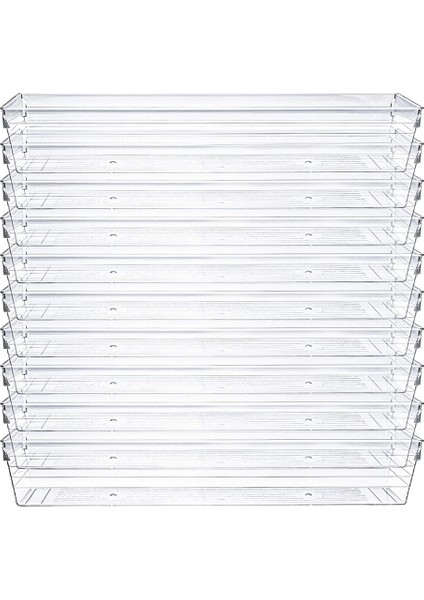 10 Paket 12X3X2 Inç Şeffaf Çekmece Organizatör Tepsileri, Masa Çekmece Içi Bölme Aparatı Saklama Kutuları, Mutfak Için Saklama Kutusu Seti (Yurt Dışından)