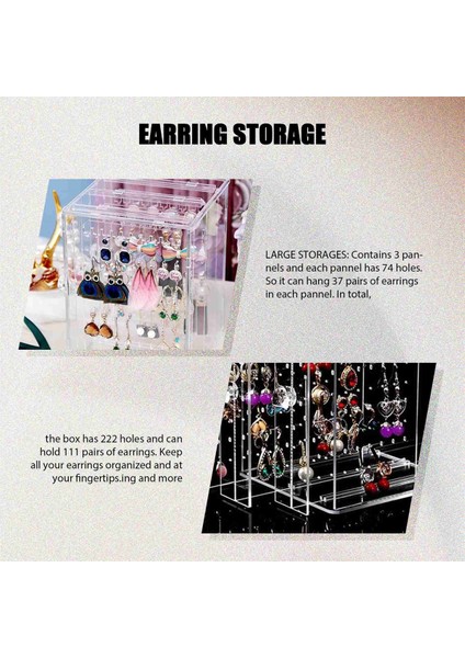 Plastik Takı Saklama Kutusu Küpe Teşhir Standı 3 Dikey Çekmeceli Organizatör Tutacağı (Şeffaf) (Yurt Dışından) indirimleri