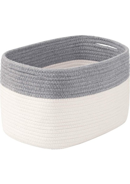 Pamuk Halat Saklama Sepetleri Kutusu Depolama Kare Organizatör Katlanabilir Dekoratif Dokuma Sepet Kulplu, D (Yurt Dışından)