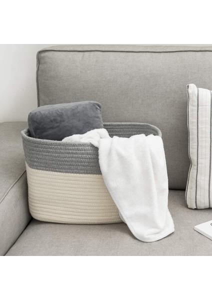Pamuk Halat Saklama Sepetleri Kutusu Depolama Kare Organizatör Katlanabilir Dekoratif Dokuma Sepet Kulplu, D (Yurt Dışından) fiyatları