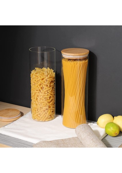 Cam Saklama Kapları Bambu Kapaklı 2 71 Oz Uzun Spagetti Kavanoz Seti - Makarna Için Mutfak Gıda Saklama Kutuları (Yurt Dışından) fiyatları