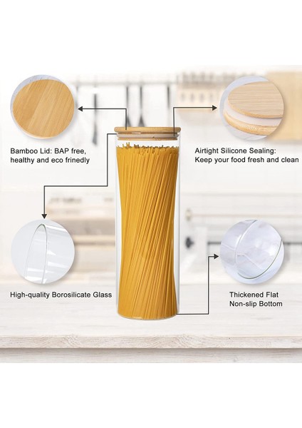 Cam Saklama Kapları Bambu Kapaklı 2 71 Oz Uzun Spagetti Kavanoz Seti - Makarna Için Mutfak Gıda Saklama Kutuları (Yurt Dışından) modelleri