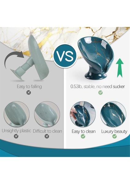 Soap Dish, Ceramic Soap Holder Self Draining Marble Look Leaf-Shape Soap Dishes For Bathroom,green (Yurt Dışından) indirimleri