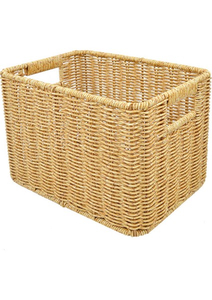 Storage Basket Hand-Woven Rattan Wicker Basket Desktop Organizing Box Various Item Arrangement Nesting Basket S (Yurt Dışından)