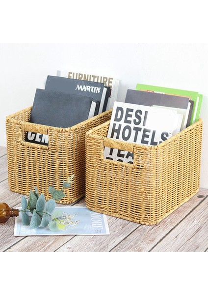 Storage Basket Hand-Woven Rattan Wicker Basket Desktop Organizing Box Various Item Arrangement Nesting Basket S (Yurt Dışından) fiyatları
