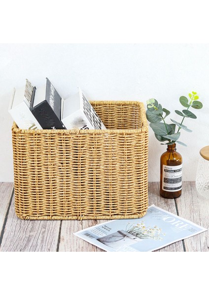 Storage Basket Hand-Woven Rattan Wicker Basket Desktop Organizing Box Various Item Arrangement Nesting Basket S (Yurt Dışından) modelleri