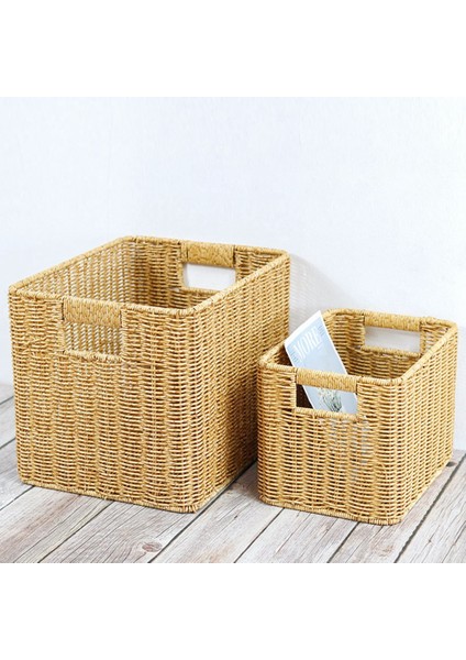 Storage Basket Hand-Woven Rattan Wicker Basket Desktop Organizing Box Various Item Arrangement Nesting Basket S (Yurt Dışından) fırsatları