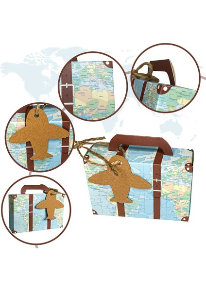 50PCS Suitcase Favor Boxes World Map Mini Suitcase Boxes Wedding Candy Boxes For Travel Theme Wedding Baby Bridal Shower (Yurt Dışından) fırsatları