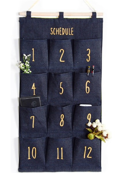 Yeni Duvar Asılı Saklama Çantası 12 Cepler Duvara Monte Asılı Organizatör Banyo Duvar Kılıfı Kozmetik Oyuncaklar Çeşitli Eşyalar Organizatör Mavi (Yurt Dışından)