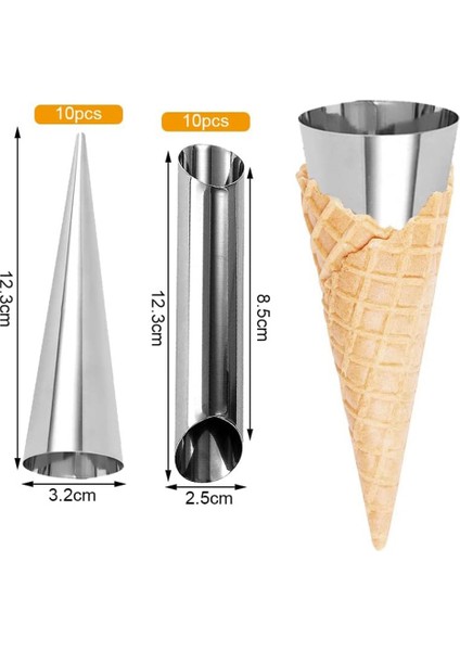 Temizleme Fırçası ile Cannoli Tüpleri Için 20 Adet Krem Boynuz Paslanmaz Çelik Koni Boru Şekilli Kalıp (Yurt Dışından)