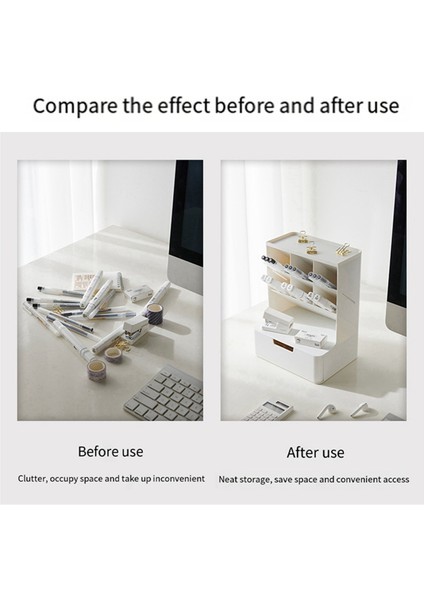 Çok Fonksiyonlu Kalem Tutucu Saklama Kutusu Çekmece Çok Katmanlı Toz Geçirmez Masaüstü Ofis Malzemeleri Saklama Kutusu Beyaz (Yurt Dışından) modelleri