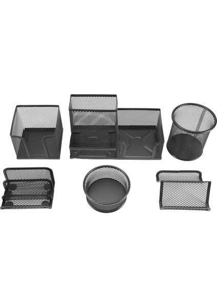 6 Adet/takım Metal Masa Organizasyon Kalem Tutucu Organizatör Ofis Kalem Sahipleri Çok Fonksiyonlu Depolama Siyah Metal Örgü (Yurt Dışından)