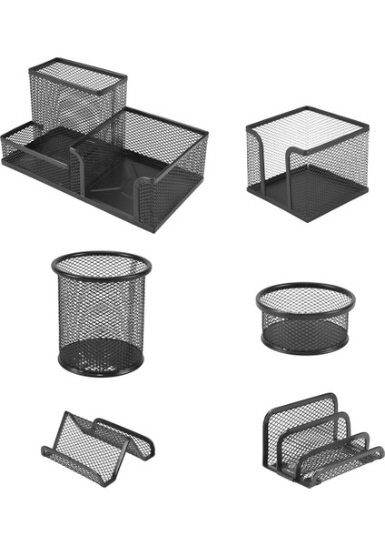 6 Adet/takım Metal Masa Organizasyon Kalem Tutucu Organizatör Ofis Kalem Sahipleri Çok Fonksiyonlu Depolama Siyah Metal Örgü (Yurt Dışından) fiyatları