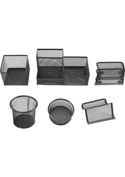 6 Adet/takım Metal Masa Organizasyon Kalem Tutucu Organizatör Ofis Kalem Sahipleri Çok Fonksiyonlu Depolama Siyah Metal Örgü (Yurt Dışından) modelleri
