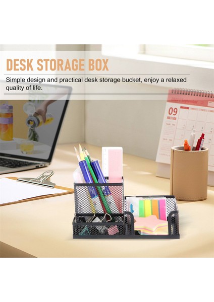 6 Adet/takım Metal Masa Organizasyon Kalem Tutucu Organizatör Ofis Kalem Sahipleri Çok Fonksiyonlu Depolama Siyah Metal Örgü (Yurt Dışından) fırsatları