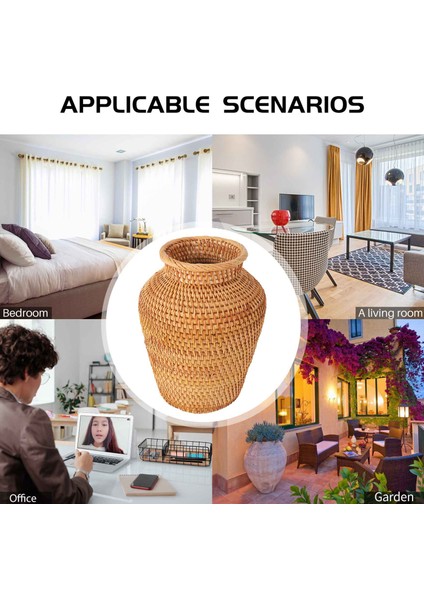 Rattan Dokuma Vazo Sanat Vazo Moda Masa Üstü Dekorasyon Bitkiler Saksı Faddish Ev Bahçe Malzemeleri Çiçek (Yurt Dışından) fiyatları
