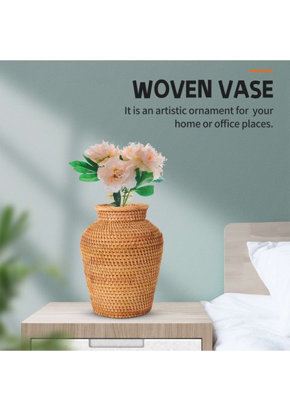 Rattan Dokuma Vazo Sanat Vazo Moda Masa Üstü Dekorasyon Bitkiler Saksı Faddish Ev Bahçe Malzemeleri Çiçek (Yurt Dışından) fırsatları