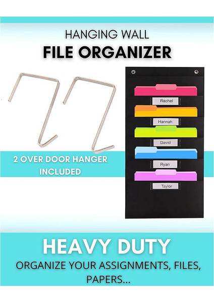 Isim Etiketli 5 Cep Ağır Hizmet Depolama Cep Tablosu - 2 Kapı Üstü Askı Dahil, Duvara Asılı Dosya Düzenleyici (Yurt Dışından) fırsatları