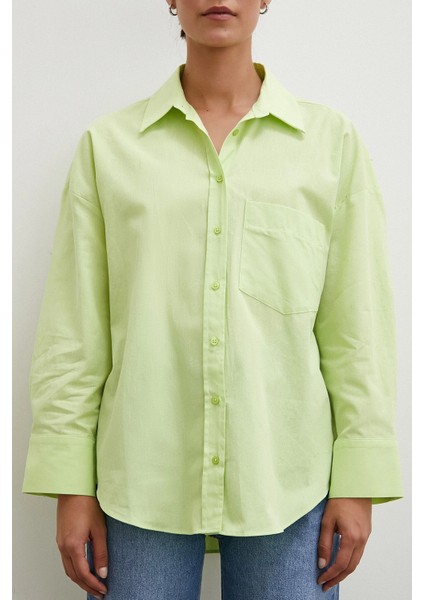 Regular Fit Poplin Gömlek Yeşil
