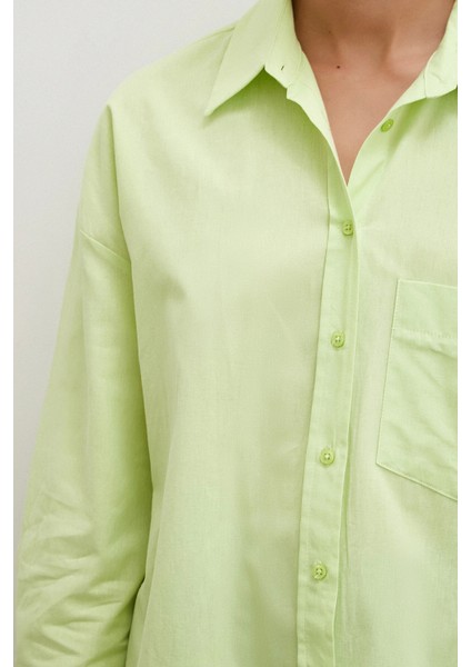 Regular Fit Poplin Gömlek Yeşil
