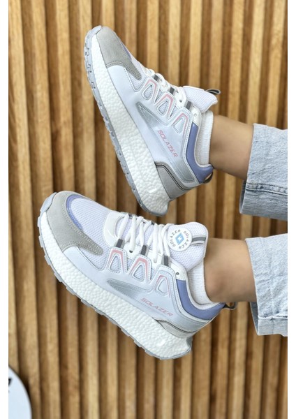 Kadın Bej Gri Ortopedik Confort Taban Fileli Sneaker Günlük Spor Ayakkabı 029