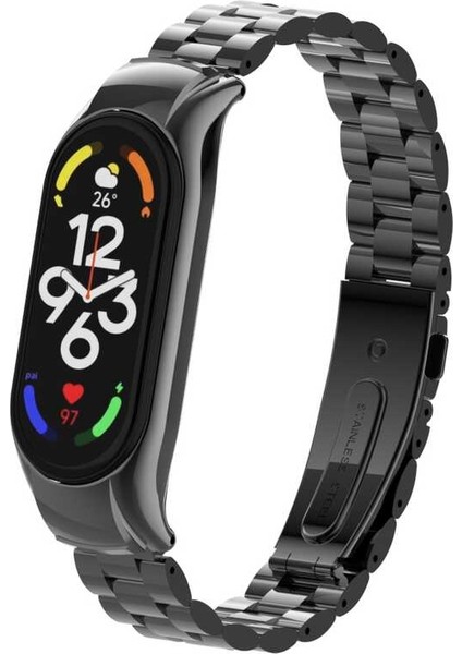 Xiaomi Mi Band 7 Uyumlu Krd-04 Metal Kordon Zore - Siyah