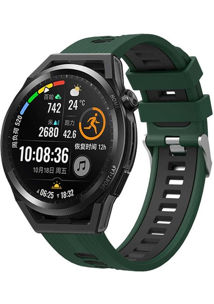 Gear S3 Krd-55 Uyumlu Kordon Zore - Yeşil-Siyah