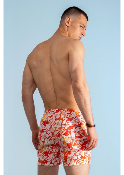 Çiçek Desenli Hawaii Deniz Şortu