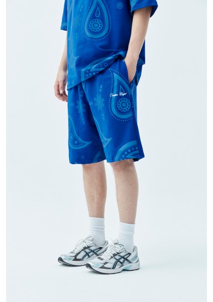 Oversıze Desenli Şort T-Shırt Takım Saks indirimleri