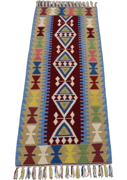 Yeni El Dokuma Desenli Pınarbaşı Yün Mini Yolluk Kilim 4956