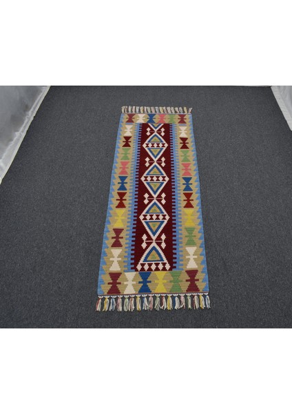 Yeni El Dokuma Desenli Pınarbaşı Yün Mini Yolluk Kilim 4956