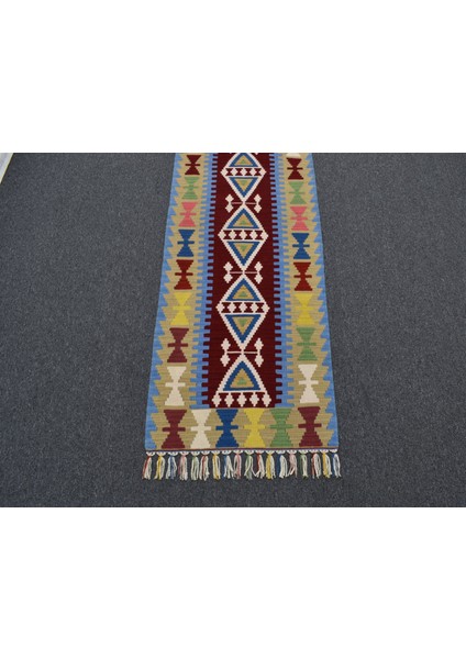 Yeni El Dokuma Desenli Pınarbaşı Yün Mini Yolluk Kilim 4956