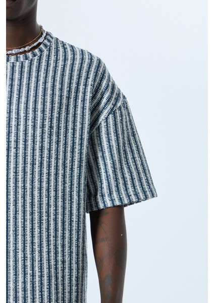 %100 Pamuk Oversıze Şort T-Shirt Takım Indigo