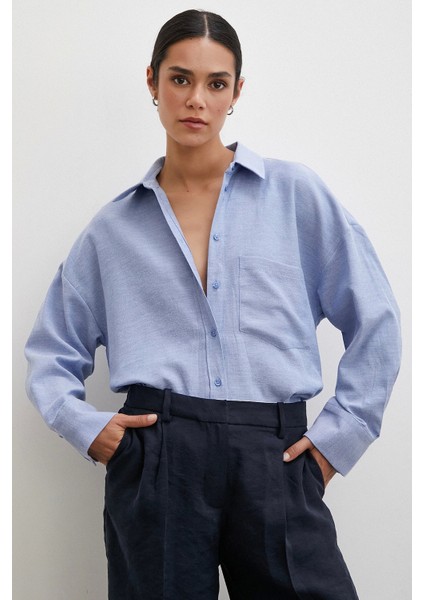 Robalı Klasik Gömlek Indigo