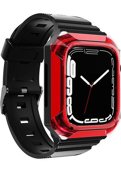 Watch 42MM Uyumlu Krd-88 Sert Pc Kasa Koruyuculu Uyumlu Kordon Zore - Kırmızı