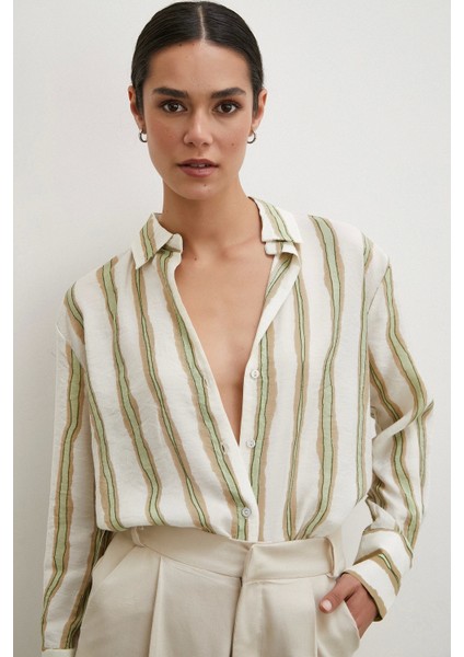 Bambu Çizgili Gömlek Yeşil