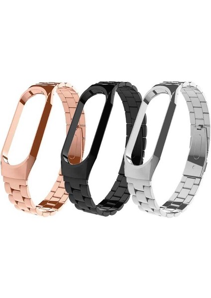 Xiaomi Mi Band 5 Uyumlu Krd-04 Metal Kordon Zore - Rose Gold