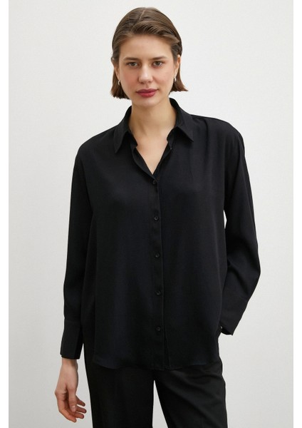 Viskon Saten Gömlek Siyah fiyatları