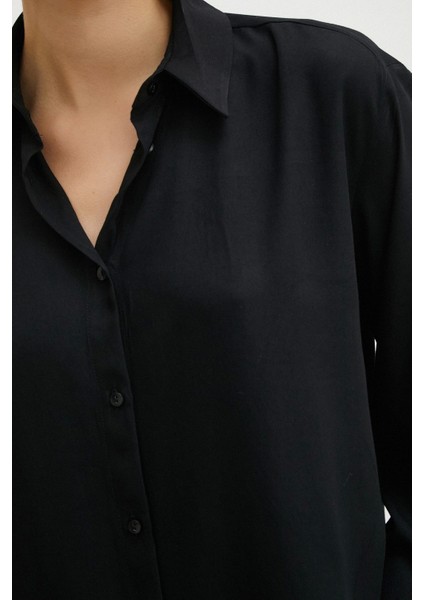 Viskon Saten Gömlek Siyah modelleri